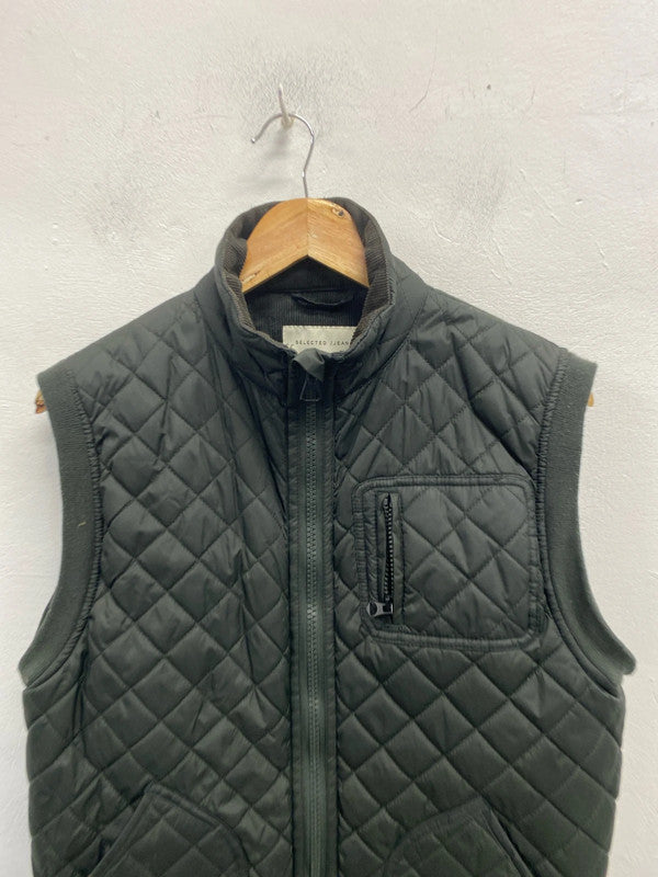 Lovely selected jeans quilted green gilet UK M JB001