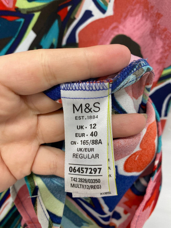 M&S Fabulous Artsy Botanical Midi Dress UK 12 KM005
