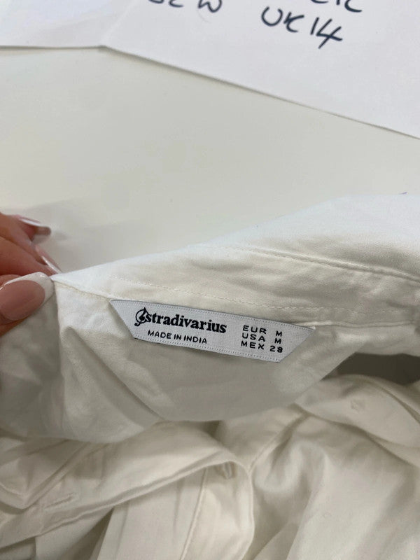 Stunning Stradivarius midi white T-shirt dress uk 10 KS002