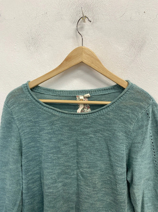 Gorgeous white stuff knit blue jumper longline UK 14 MM005