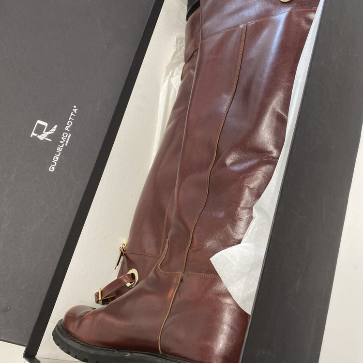 Guglielmo Rotta Boots UK5 EU 38 Knee High Chestnut Brown Leather HS001