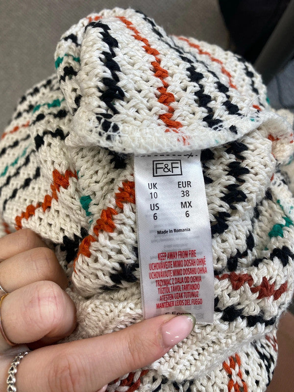 Stunning F&F crochet striped top UK10 MB001