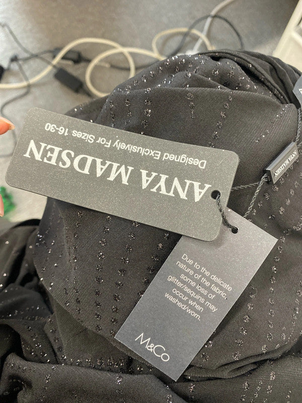 Stunning M&Co black midi smock Diamante sparkle dress UK 22 JW002