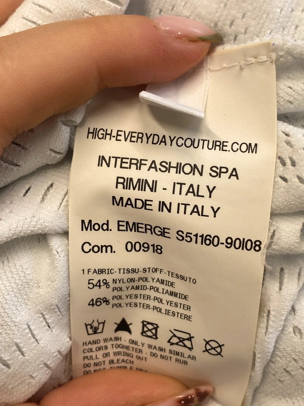 Lovely high tech white lace hem beach cover UK L HS001