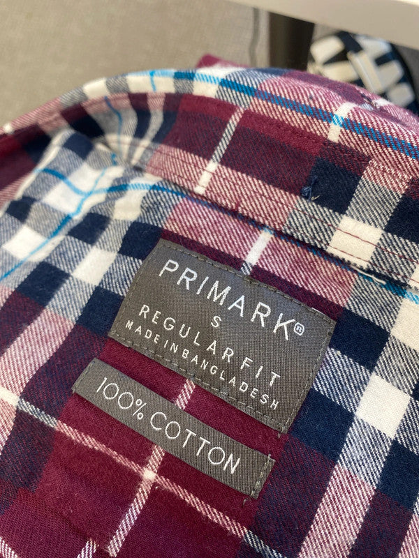 Fabulous primark checked shirt burgundy UK S GK002