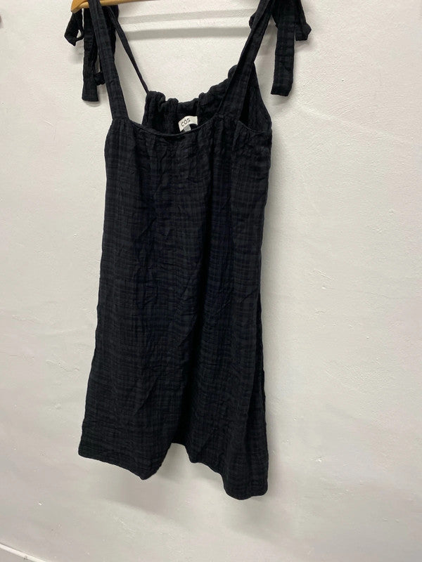Fabulous Cos checked summer smock dress UkS EUR S black grey KS002