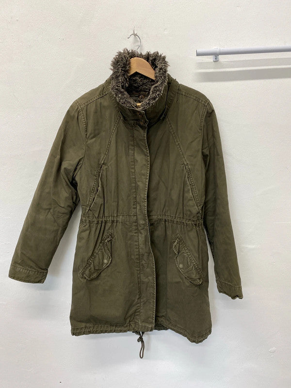 Fabulous H&M cotton parka removable lining Uk16 khaki Utility KM003