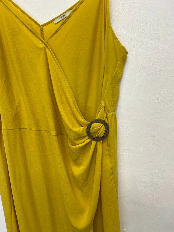 Stunning George yellow side buckle slip dress v neck UK 24 NC001