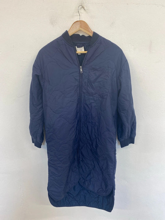 Per Una Stylish Navy Quilted Longline Puffer Jacket UK 10 JP001