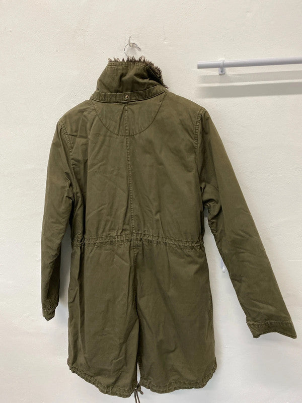 Fabulous H&M cotton parka removable lining Uk16 khaki Utility KM003