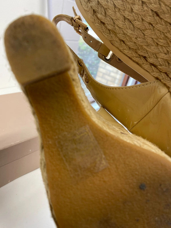 Fabulous Dune leather & rafia wedges UK6 nude NN001