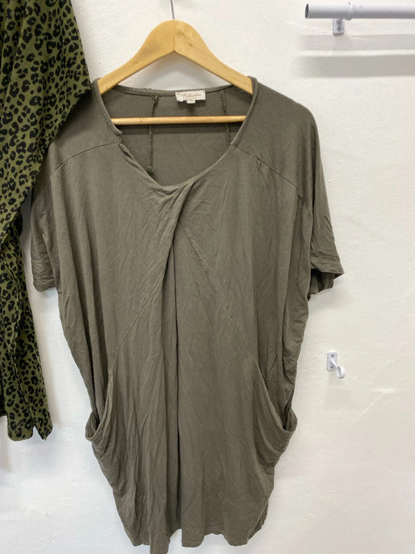 Fab duo of Khaki loose tunic tops dress Uk10 H&M #37 LD003