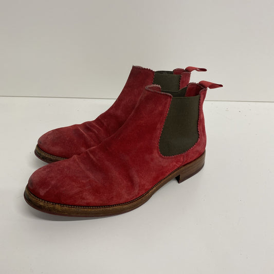 Gorgeous Red Suede George’s Chelsea Boots UK4 36 Super Soft Handmade SS002