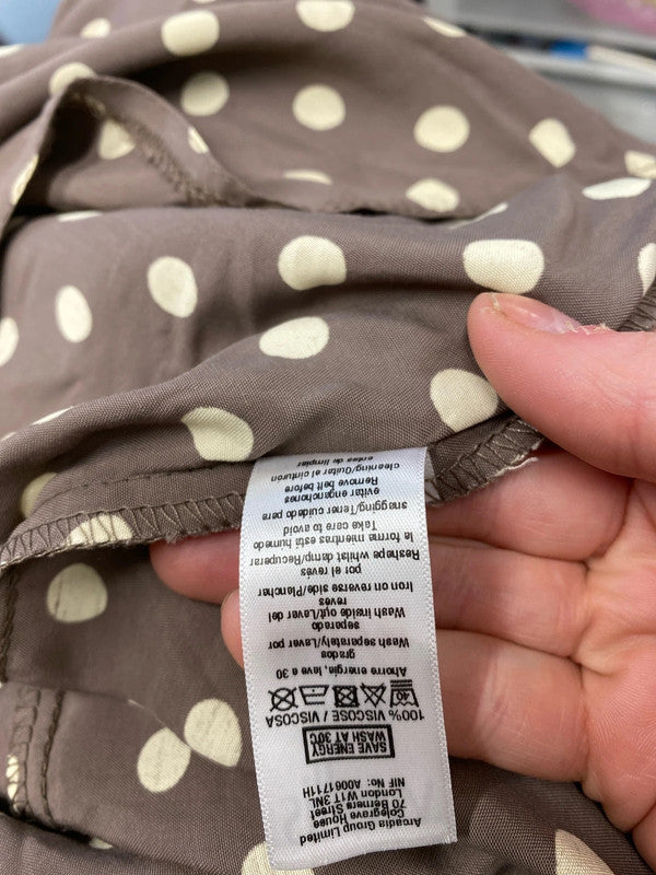 Fabulous Classic fawn & cream spotty summer dress Wallis Uk12 KD001