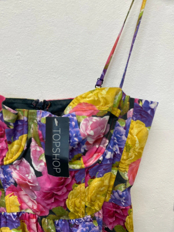 Fabulous Summer fruits florals Topshop mini dress Uk14 New LG006
