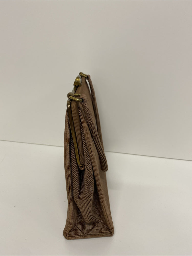 vintage Genuine corde handbag Rare Brown Evening Bag Gold Hardwear JW002