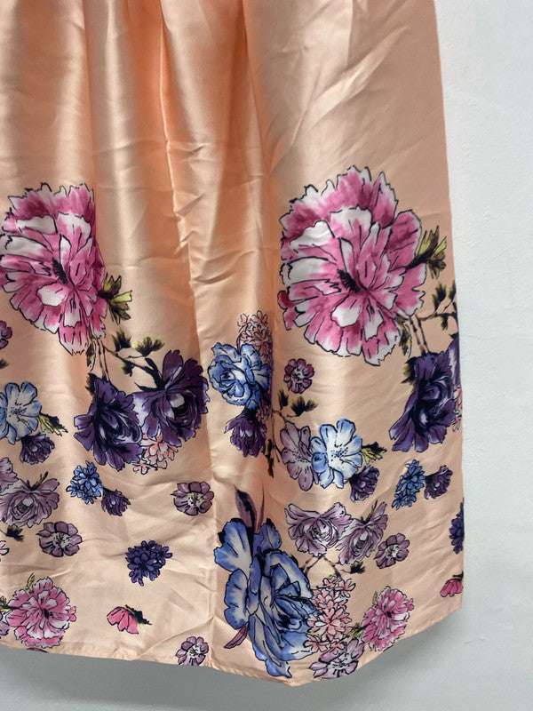 Fabulous Elenza Peach floral maxi skirt UkXL10/12 MA003