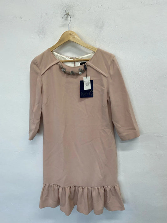 Stunning fee g pink ruffle jewel dress nwt UK 12 LG006