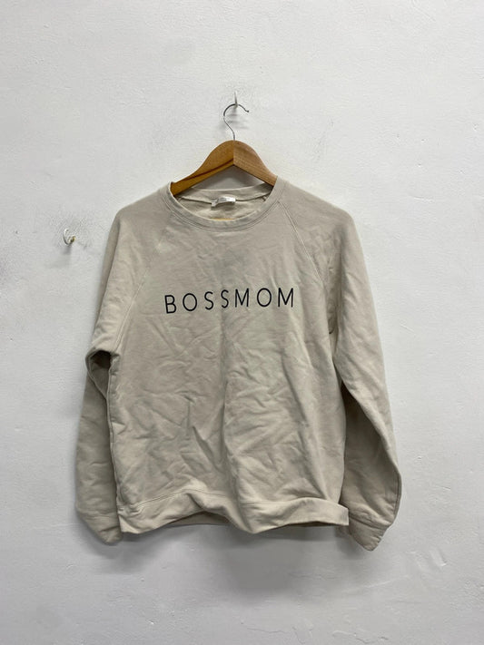 Lovely Sheshow cream bossmom jumper crew neck UK L VW001