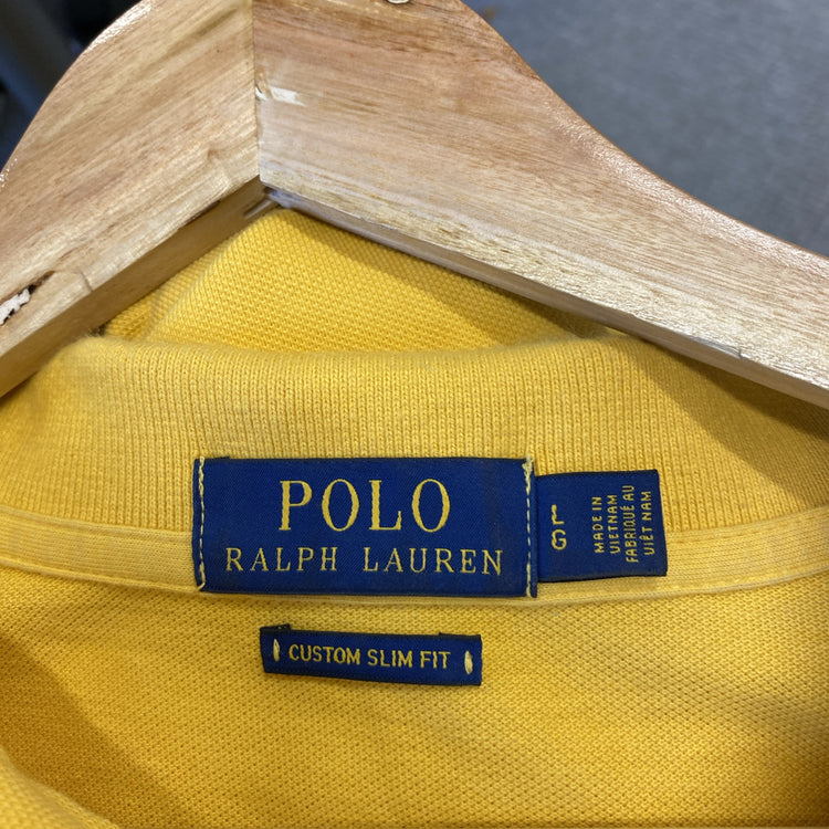 Ralph Lauren Polo Shirt Size Large Amber Yellow Cotton Custom Slim Fit JB001