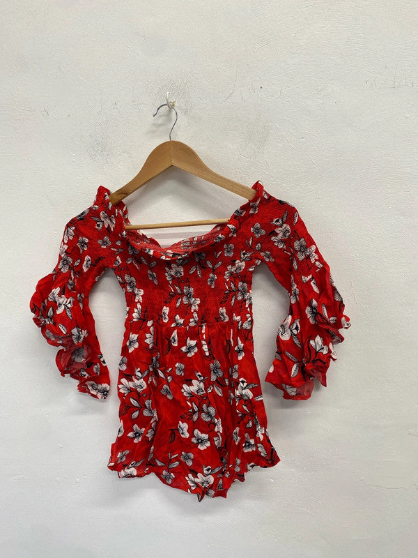 Lovely river island floral off the shoulder top UK S KM004