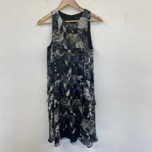 Club Monaco Silk Geometric Shift Dress UK 8 JP001