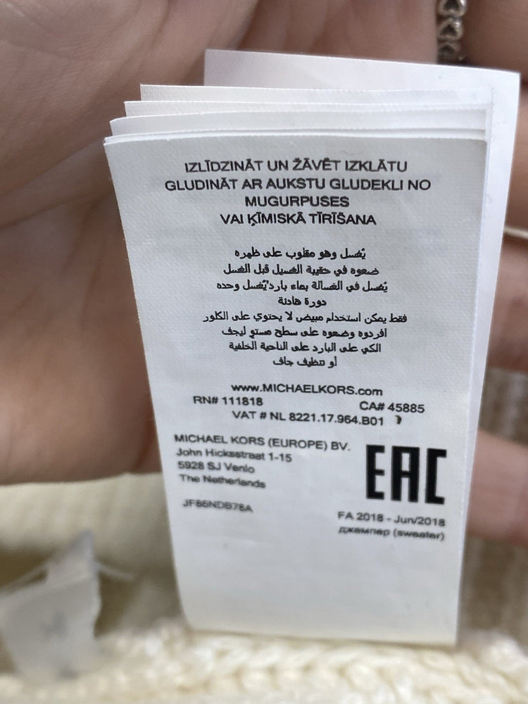 Lovely Michael Kors Cream Ribbed Zip Off The Shoulder Top UK XS JM008