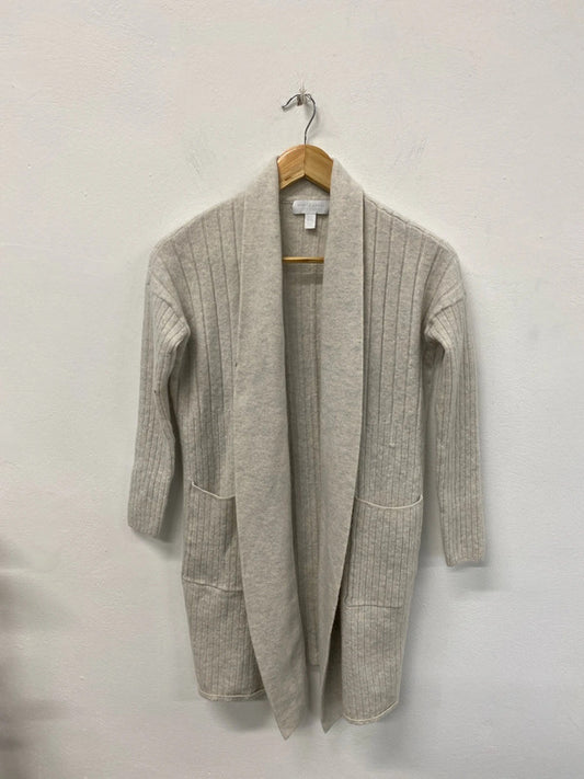 White Label Stylish Cream Ribbed Wool & Cashmere Blend Cardigan UK 14 VW001
