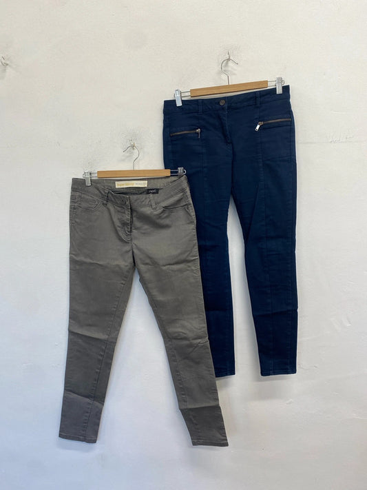 Lovely duo of next super skinny jeans navy grey UK 10 SW001