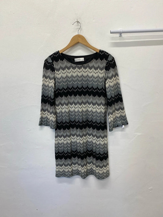 Fabulous Wallis Petite abstract dress Uk12 black & silver AO001
