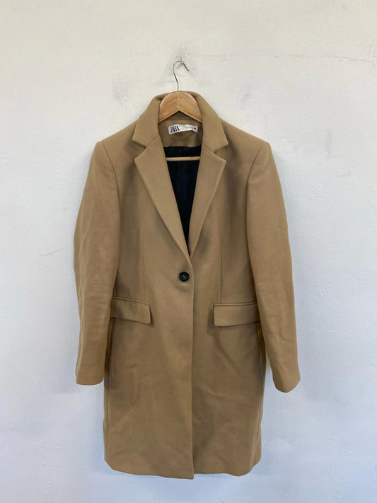 Zara Stylish Tan Overcoat Size S JM005