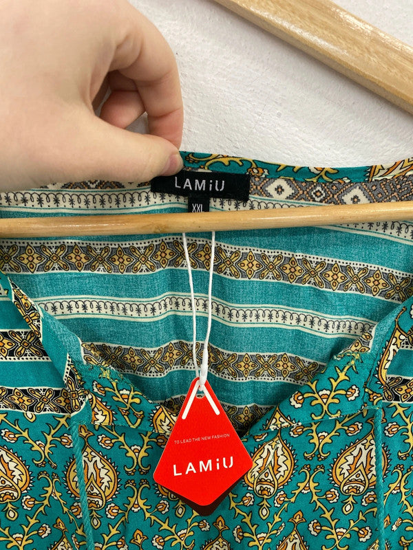 Lamiu Gorgeous Boho Green Midi Dress UK 16 RG021