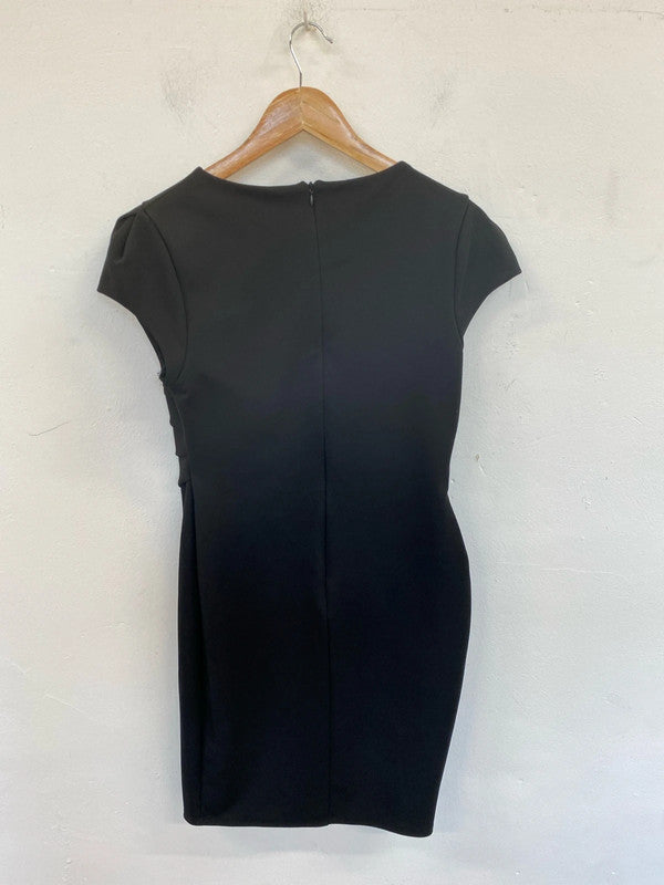 Jessica Wright Elegant Vicky Black Bodycon Asymmetric Midi Dress UK 14 GW001