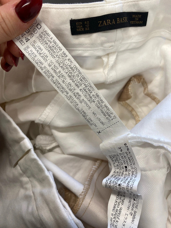 Lovely Zara casual white trousers office UK 14 NN001