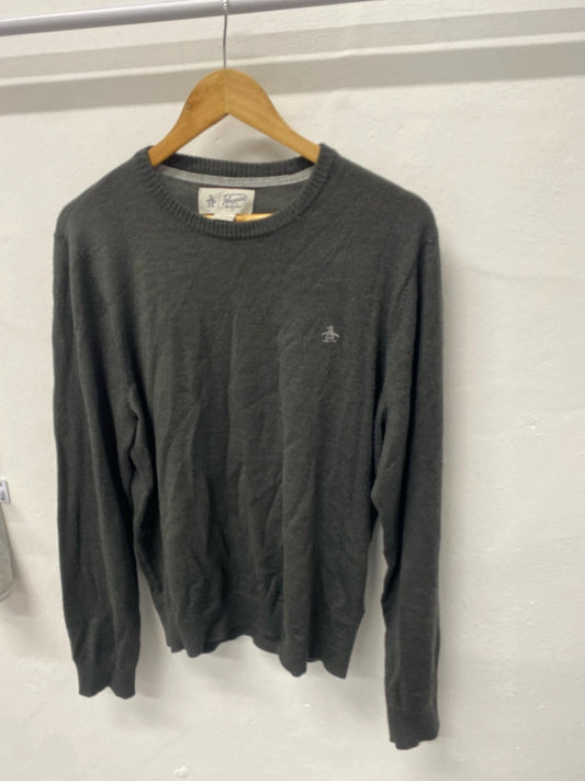 Fabulous Dark grey brown Penguin Merino blend soft sweater UkL SR006