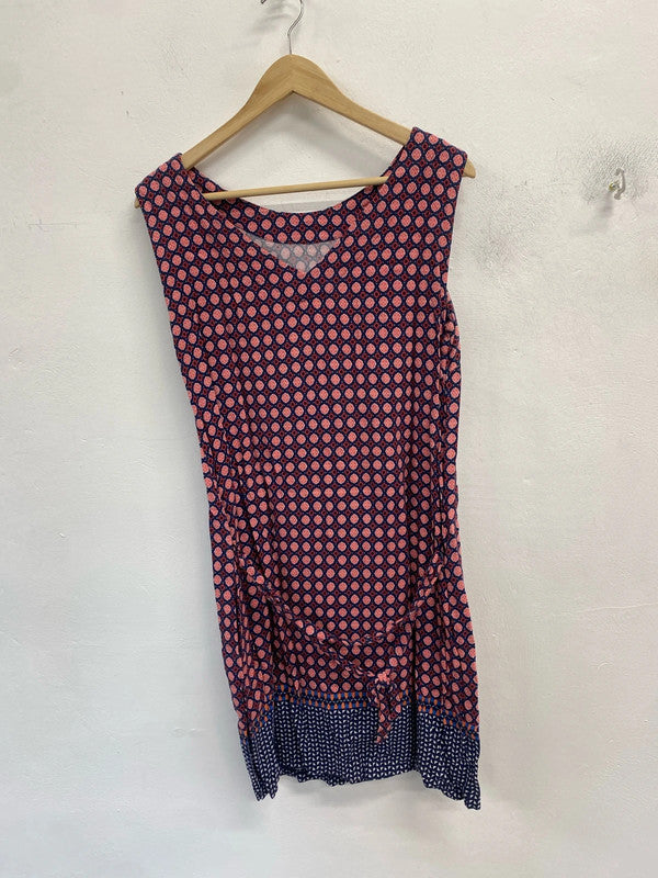 Gorgeous promod red blue geometric midi dress UK 12 JB003