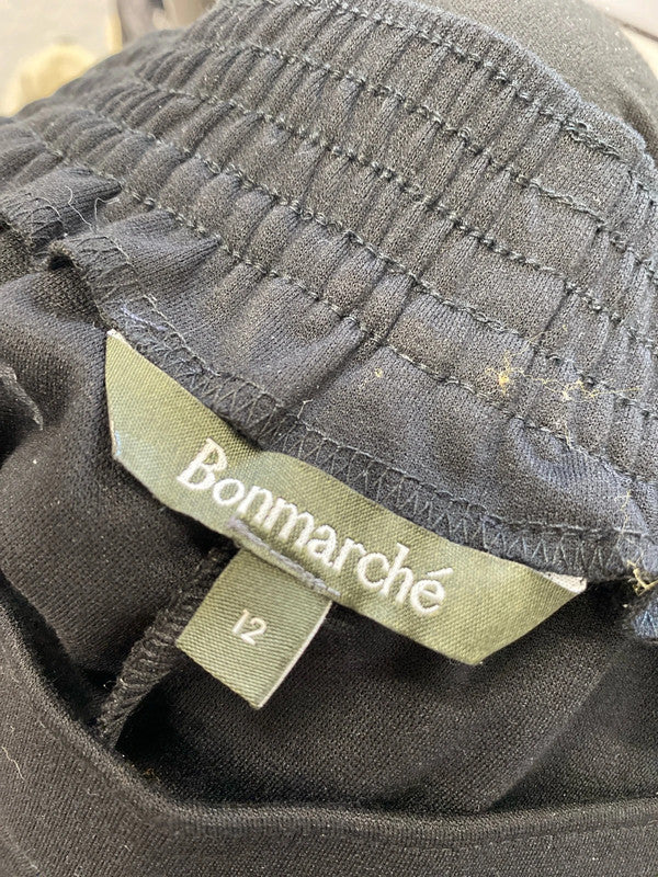 Lovely bonmarche black elasticated waist crop black trousers UK 12 IM001