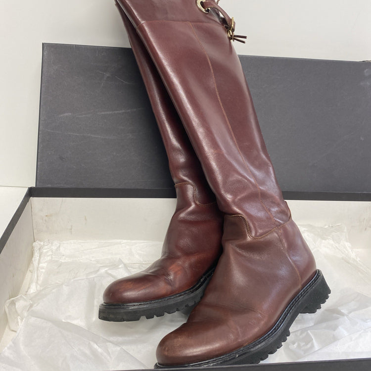 Guglielmo Rotta Boots UK5 EU 38 Knee High Chestnut Brown Leather HS001