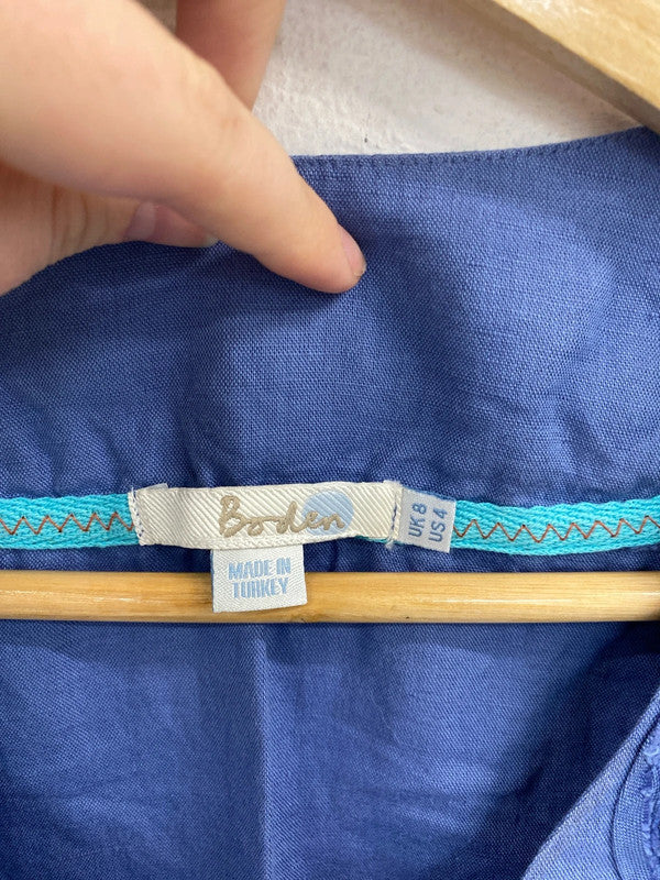 Boden Stylish Blue Abstract Floral Detail Tunic Dress UK 8 MM005