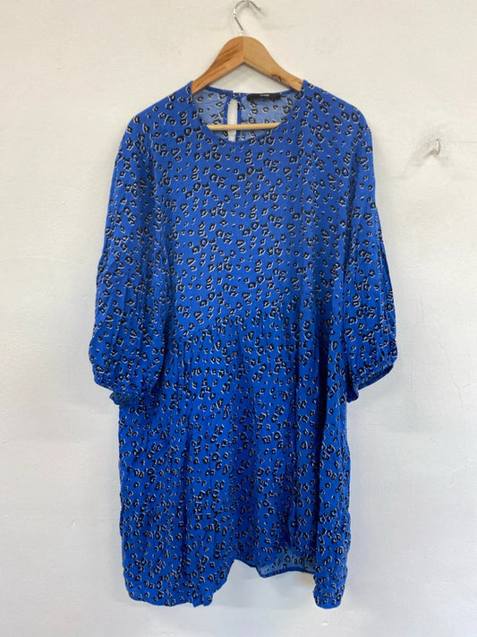 George Fabulous Blue Animal Print Smock Midi Dress UK 24 IM001