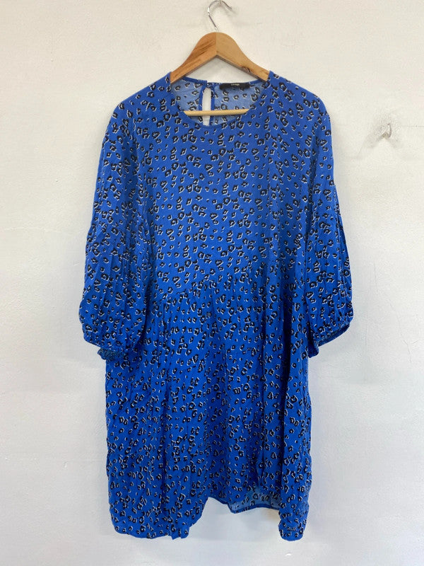 George Fabulous Blue Animal Print Smock Midi Dress UK 24 IM001