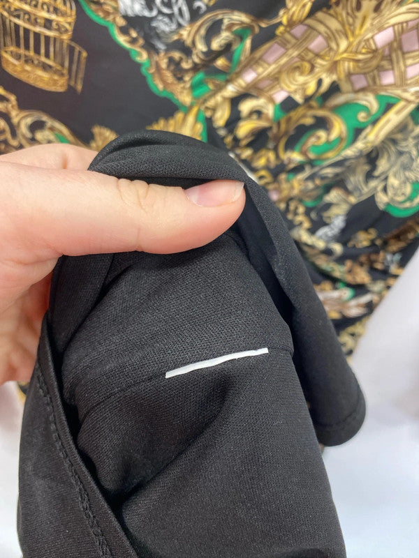 River Island Chic Black Asymmetric Ornate Pattern Midi Dress UK 8 KM004