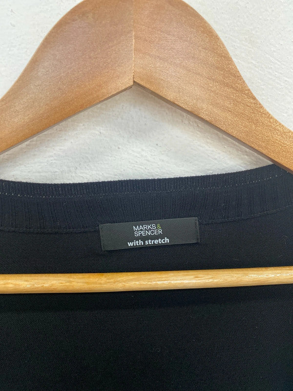 M&S Chic Black Longline Cardigan UK 14 GK002