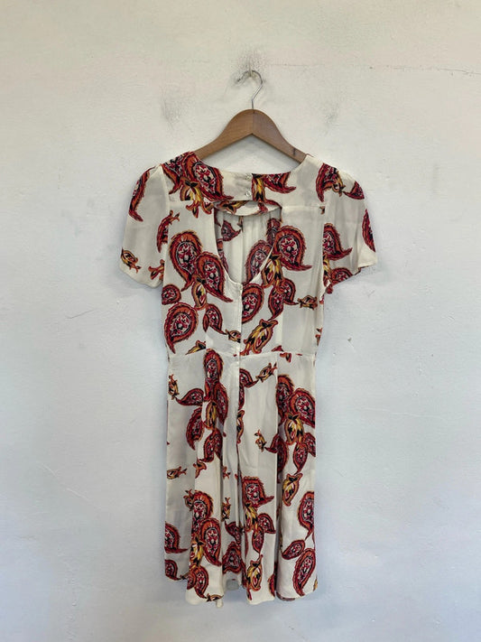 Redherring Elegant Cream & Red Paisley Mini Dress UK 12 SW001
