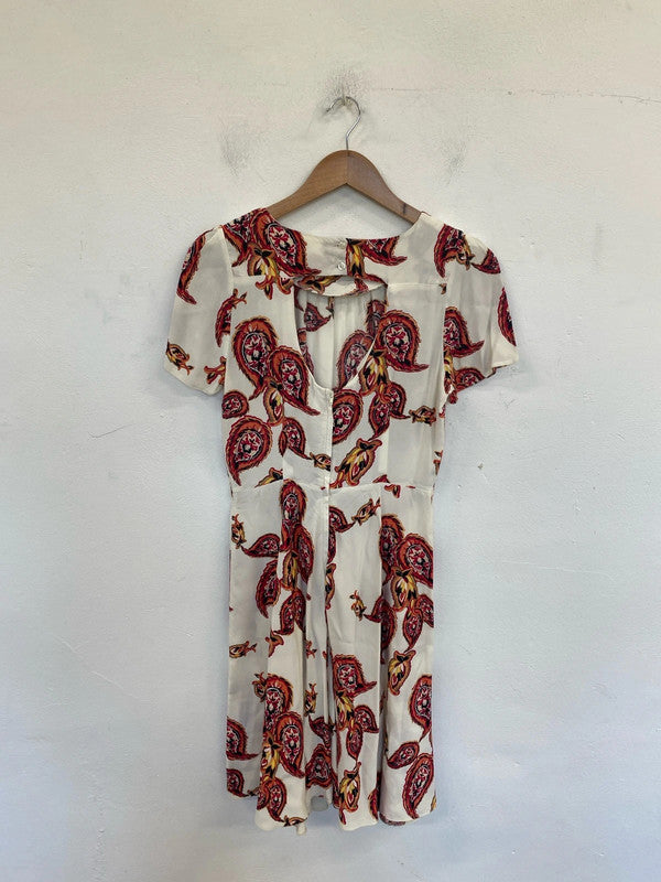 Redherring Elegant Cream & Red Paisley Mini Dress UK 12 SW001