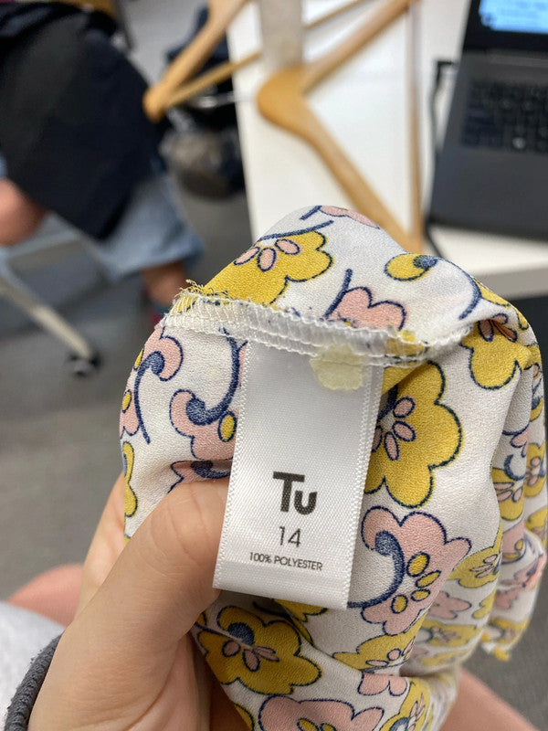 Lovely Tu yellow floral cami top UK 14 KS003