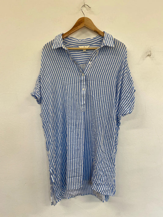 H&M Trendy Blue & White Stripe Oversize Tunic Size XL IM001