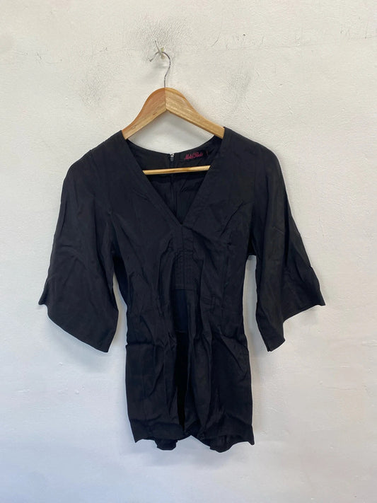 Lovely motel black playsuit missing belt UK XS AE001