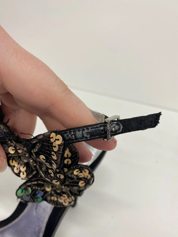 Karen Millen Gorgeous Black Embellished Butterfly Heels UK 5 AE001