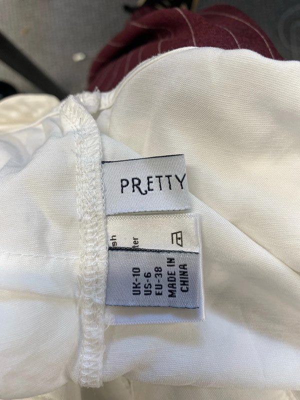 Lovely pretty lavish frill low bust crop top UK 10 CJ001